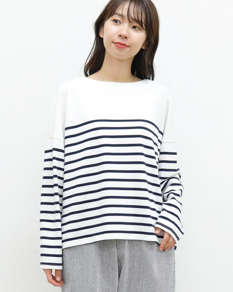 ［ON SEVEN DAYS］パネルボーダー長袖ワイドプルオーバー