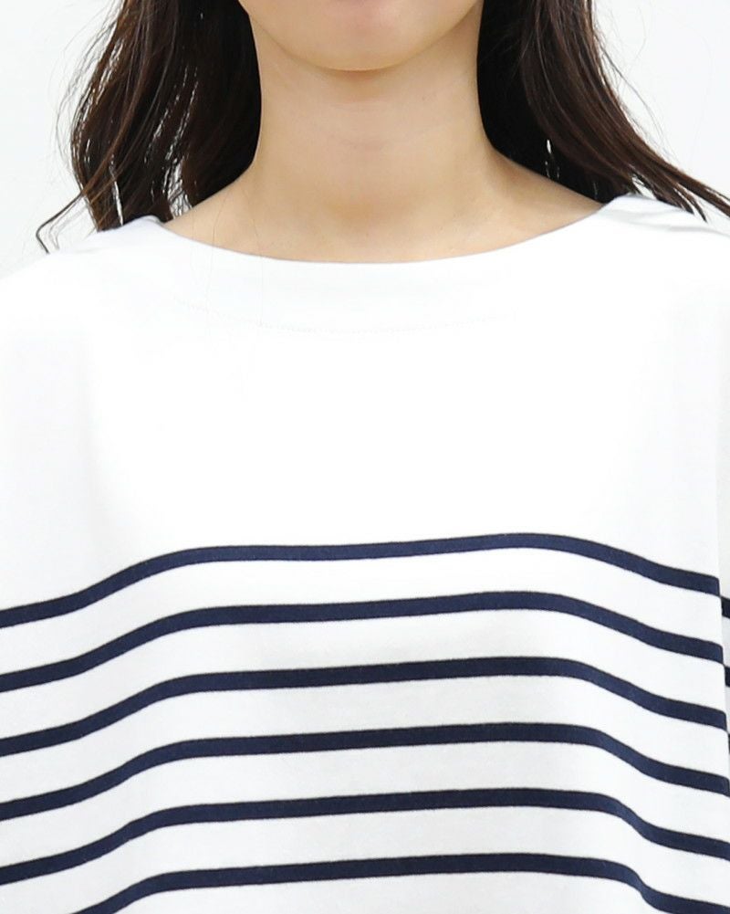 ［ON SEVEN DAYS］パネルボーダー長袖ワイドプルオーバー