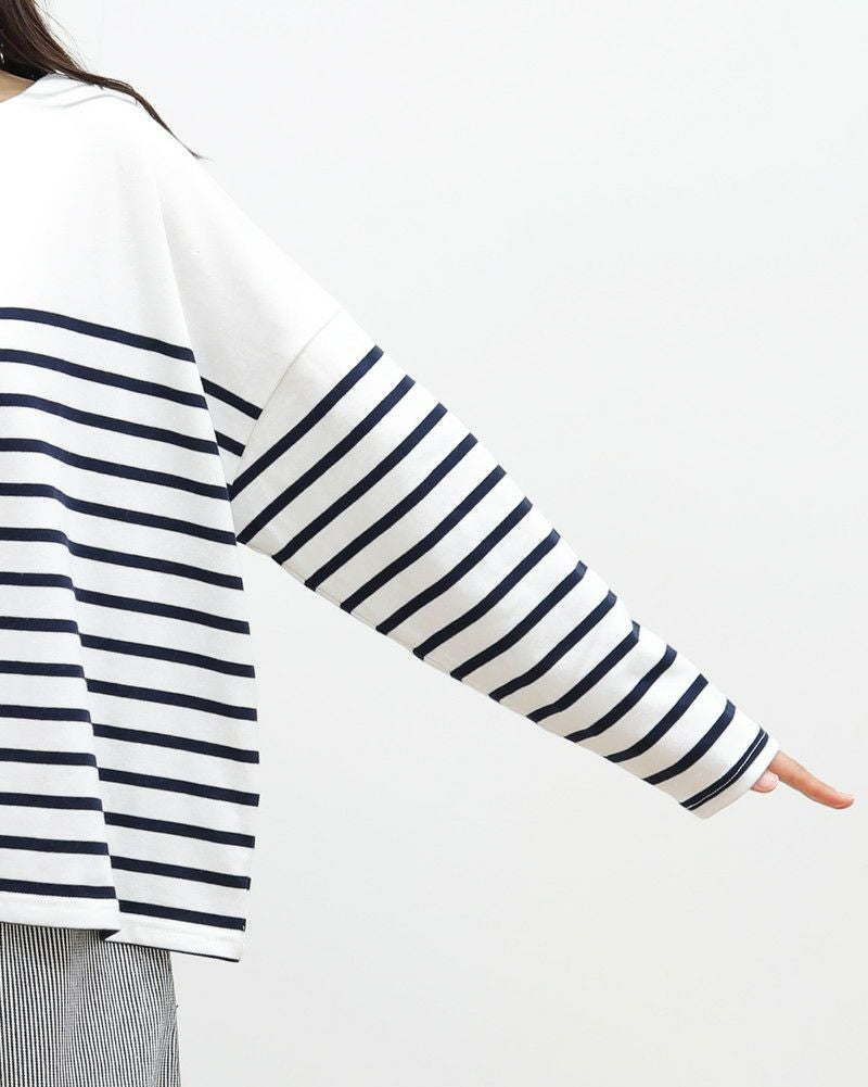 ［ON SEVEN DAYS］パネルボーダー長袖ワイドプルオーバー