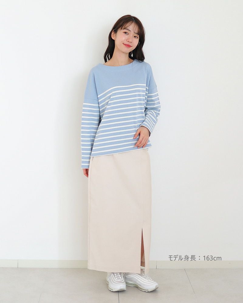 ［ON SEVEN DAYS］パネルボーダー長袖ワイドプルオーバー