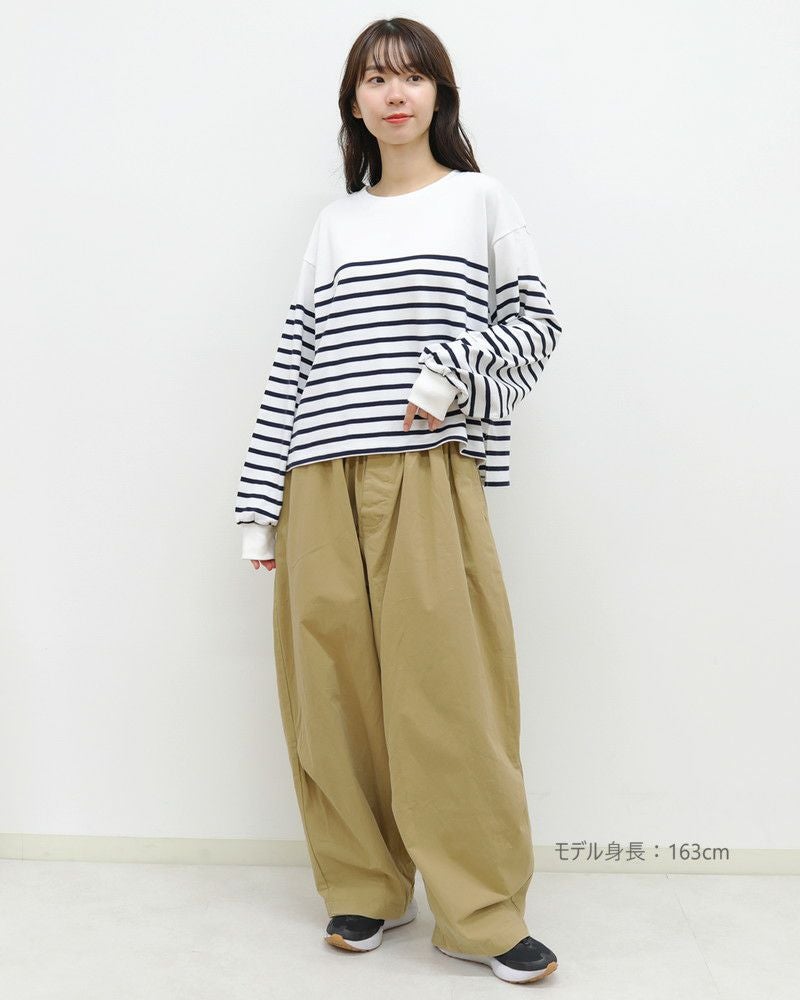 ［ON SEVEN DAYS］スタッフプロデュース パネルボーダーギャザー袖プルオーバー