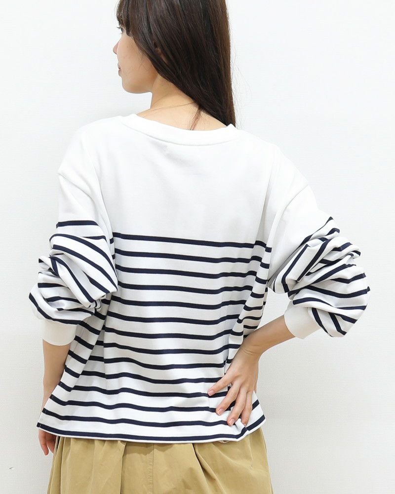 ［ON SEVEN DAYS］スタッフプロデュース パネルボーダーギャザー袖プルオーバー