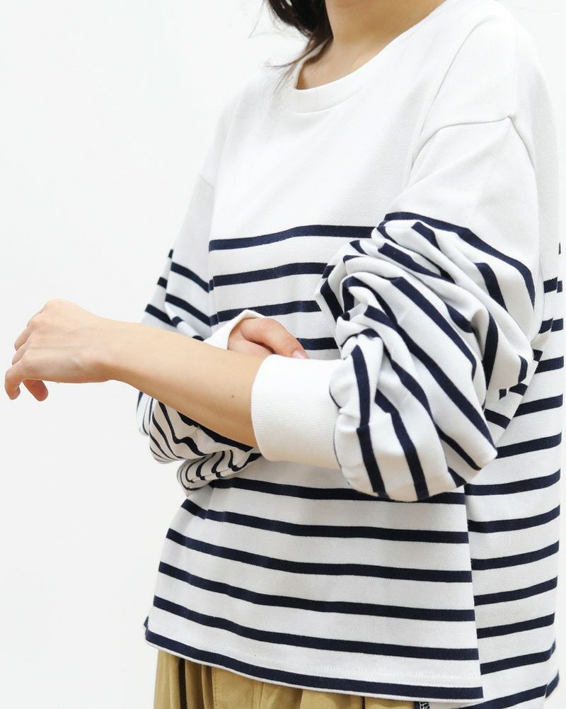 ［ON SEVEN DAYS］スタッフプロデュース パネルボーダーギャザー袖プルオーバー