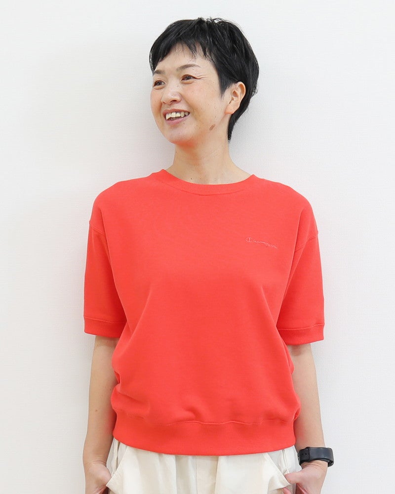 BEAUTY&amp;YOUTH 別注 Champion ハイネックショートスリーブ 別注】＜Champion＞ロゴスウェット ショートスリーブ プルオーバー