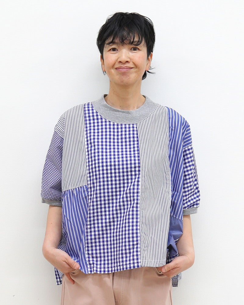 ［NATURAL LAUNDRY］先染めクラフトパネルハギモックプルオーバー