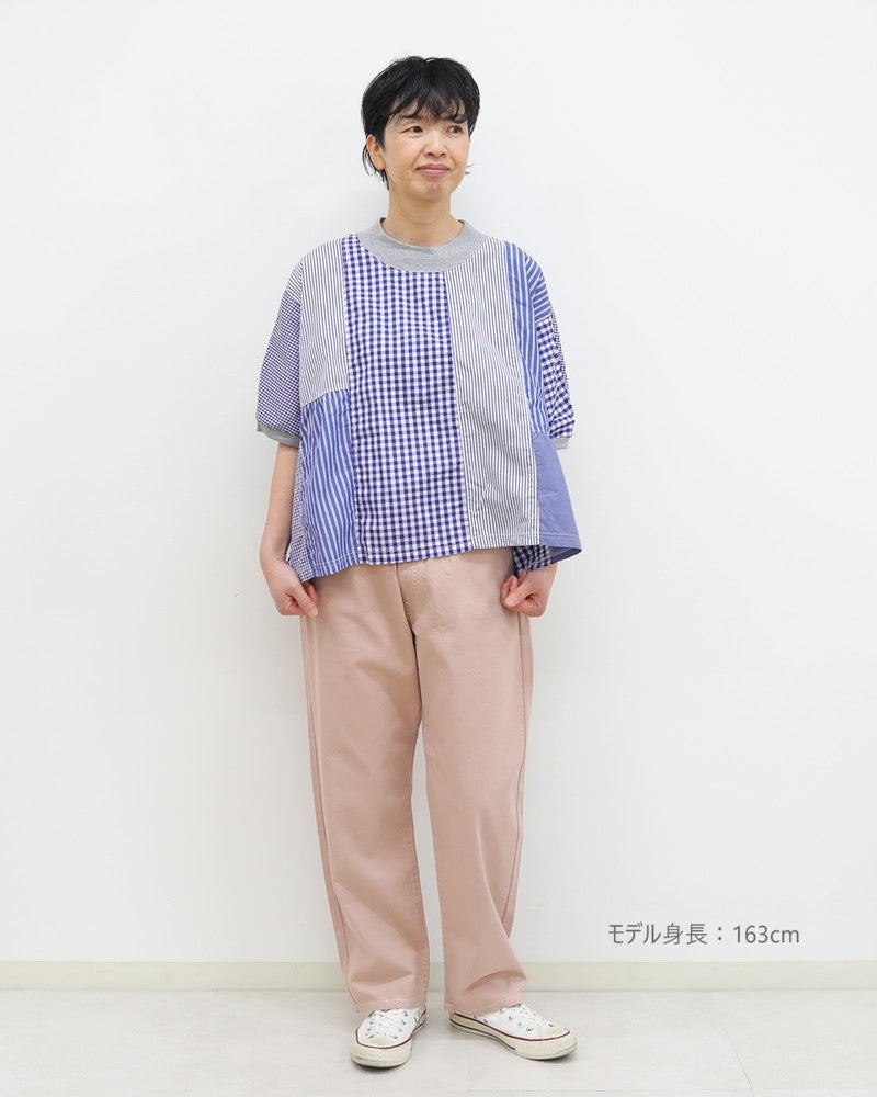 NATURAL LAUNDRY］先染めクラフトパネルハギモックプルオーバー