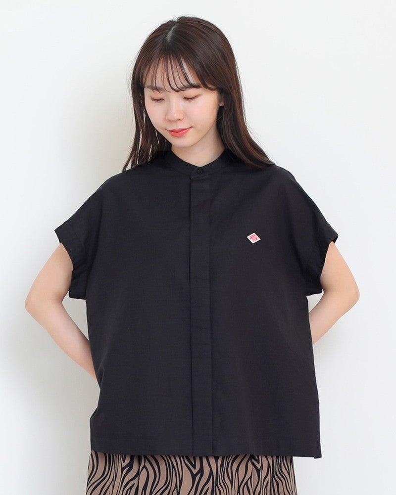 DANTON コットンリネン 前開き 半袖シャツ 36白ホワイト ブラウス 綿麻 DANTON - DANTON コットンリネン 前開き 半袖シャツ 36白ホワイト