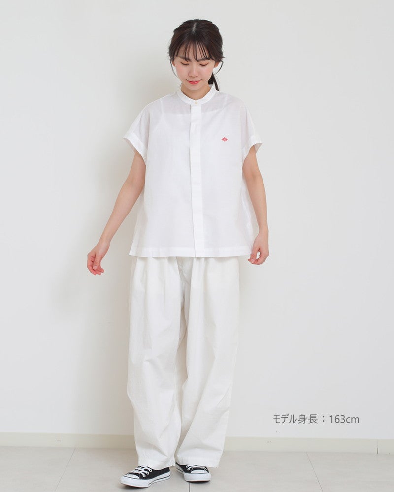 DANTON コットンリネン 前開き 半袖シャツ 36白ホワイト ブラウス 綿麻 DANTON - DANTON コットンリネン 前開き 半袖シャツ 36白ホワイト