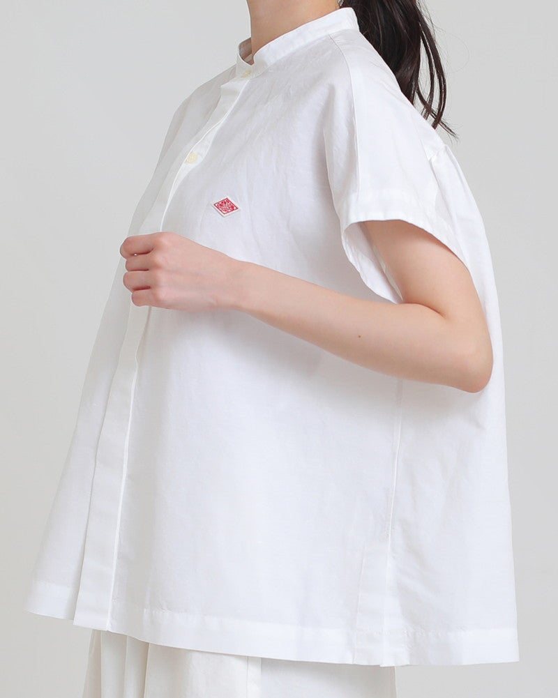 DANTON コットンリネン 前開き 半袖シャツ 36白ホワイト ブラウス 綿麻 DANTON - DANTON コットンリネン 前開き 半袖シャツ 36白ホワイト