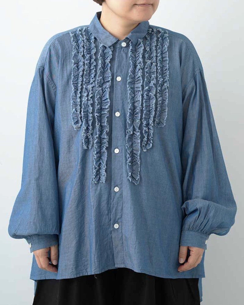 ［grin］INDIAデニムボイル三角フリルシャツ