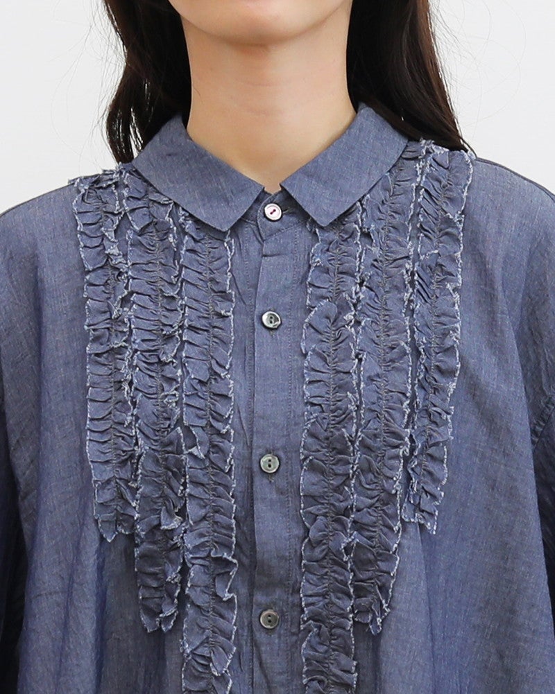 ［grin］INDIAデニムボイル三角フリルシャツ