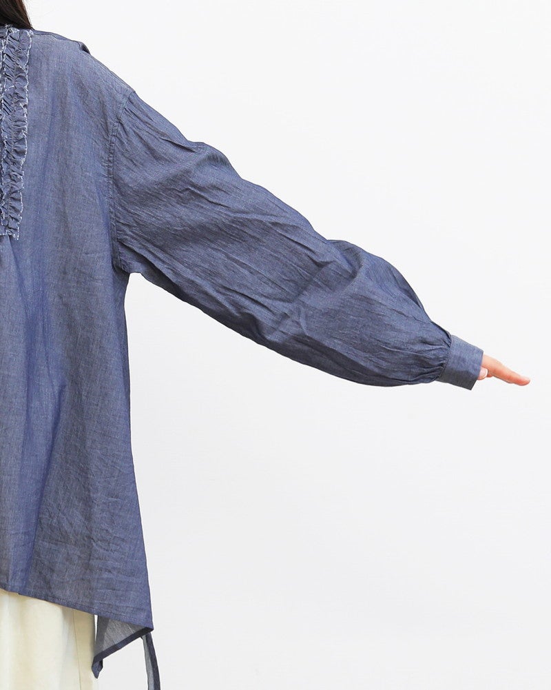 ［grin］INDIAデニムボイル三角フリルシャツ