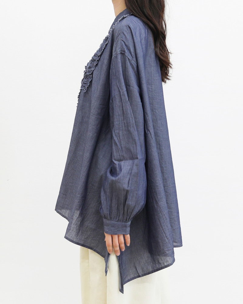 ［grin］INDIAデニムボイル三角フリルシャツ