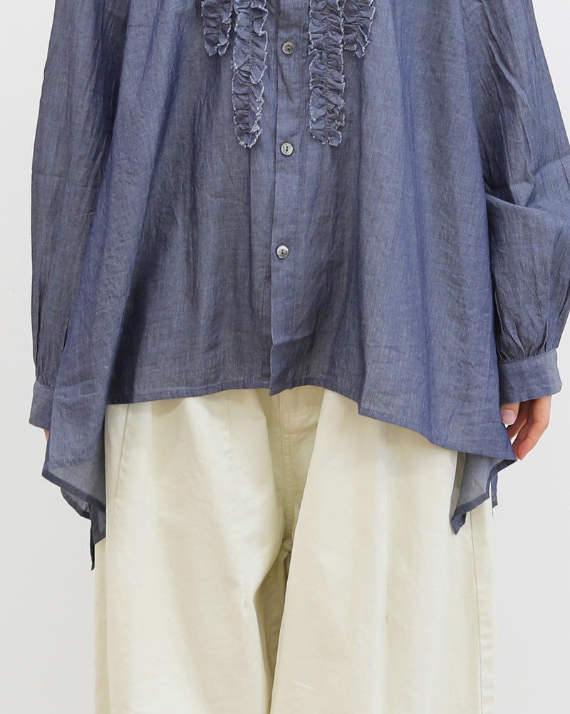 ［grin］INDIAデニムボイル三角フリルシャツ