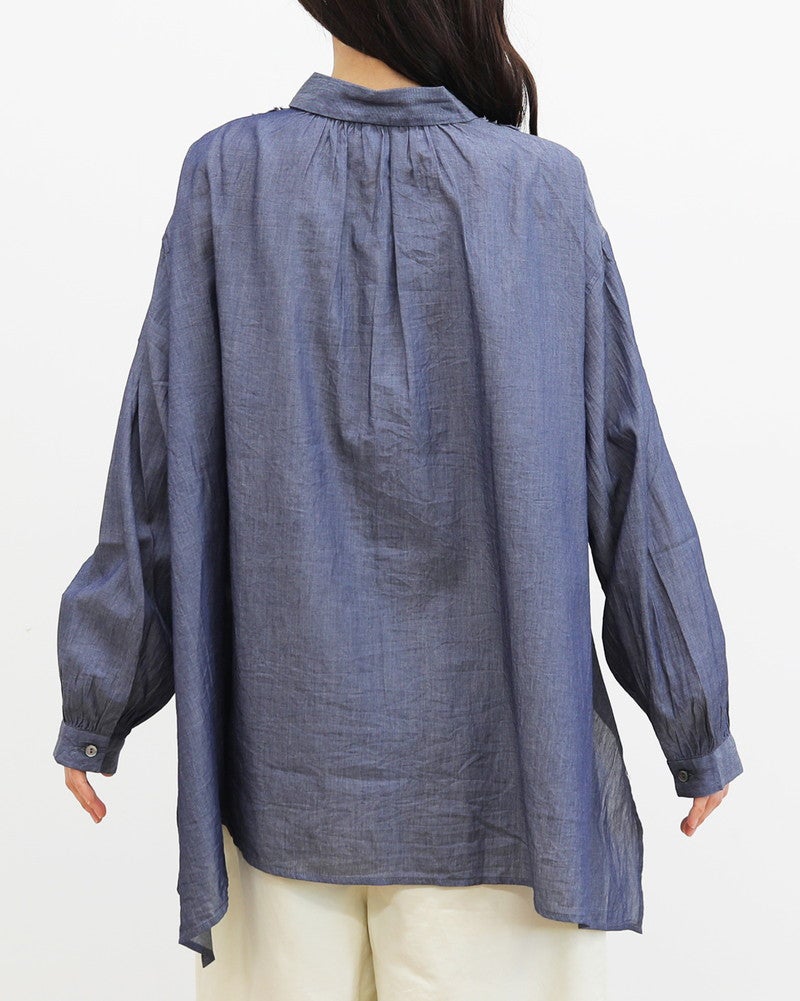 ［grin］INDIAデニムボイル三角フリルシャツ