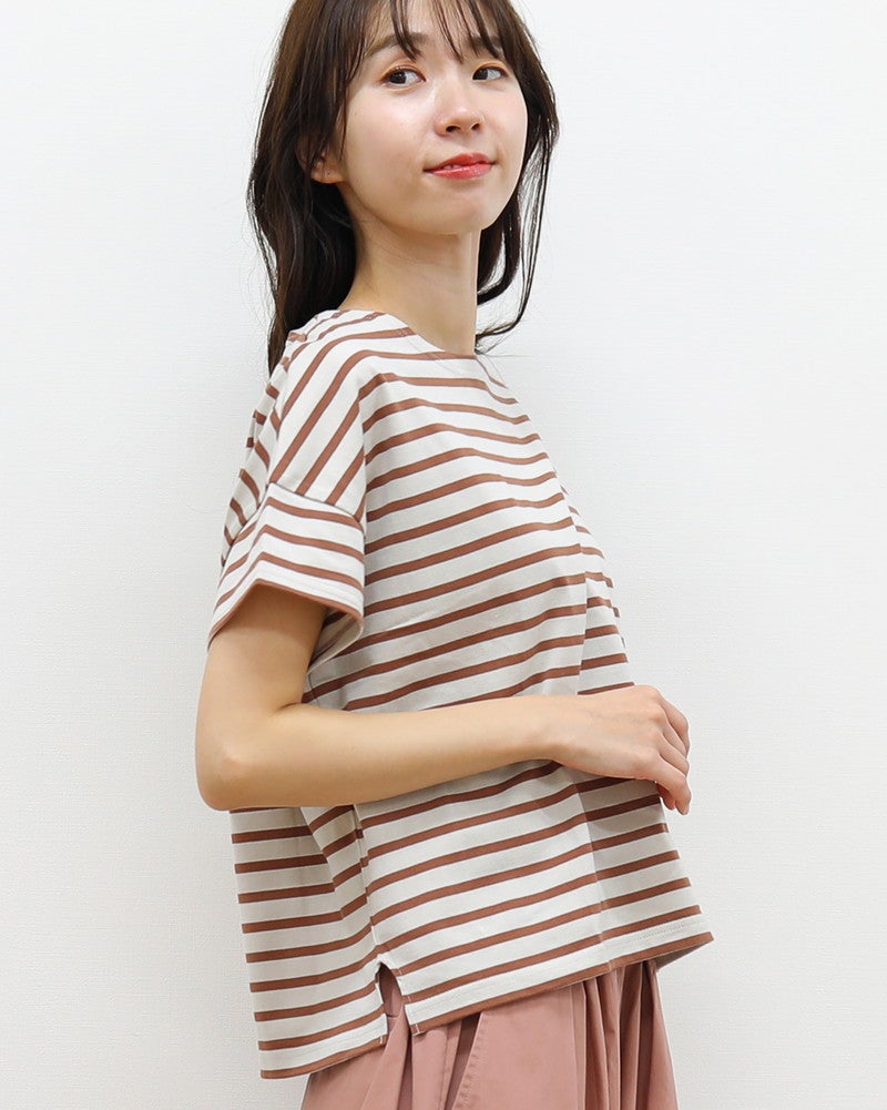 新品♡未使用♡オーシバル♡オーチバル♡ボーダー ORCIVAL］ボーダー半袖ワイドTシャツ／オーシバル ｜オンセブンデイズ
