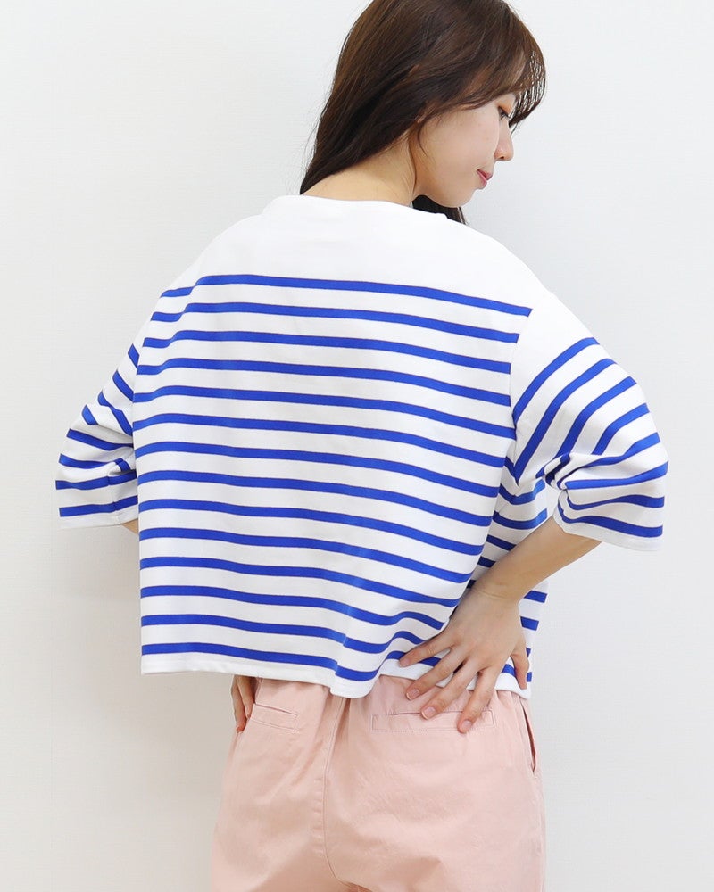 ［ORCIVAL］RACHEL5分袖ボーダープルオーバー