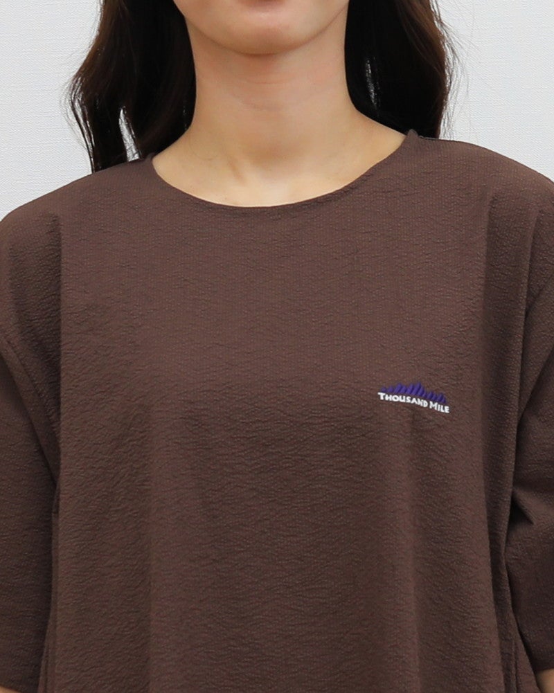 ［THOUSAND MILE］シアサッカーショートスリーブワンピース