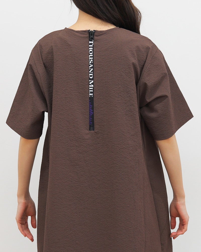 ［THOUSAND MILE］シアサッカーショートスリーブワンピース