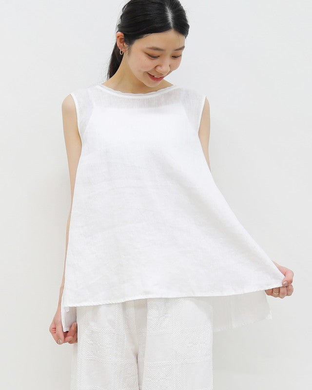 ［UNPLE］リネンノースリブラウス