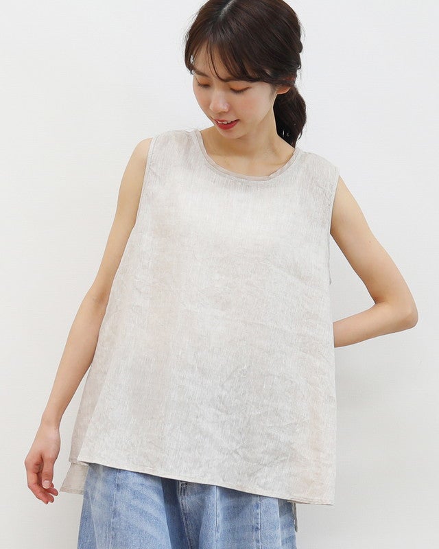 ［UNPLE］リネンノースリブラウス