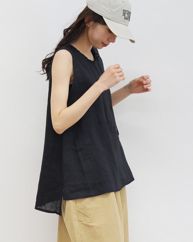 ［UNPLE］リネンノースリブラウス