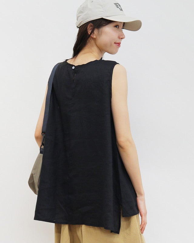 ［UNPLE］リネンノースリブラウス