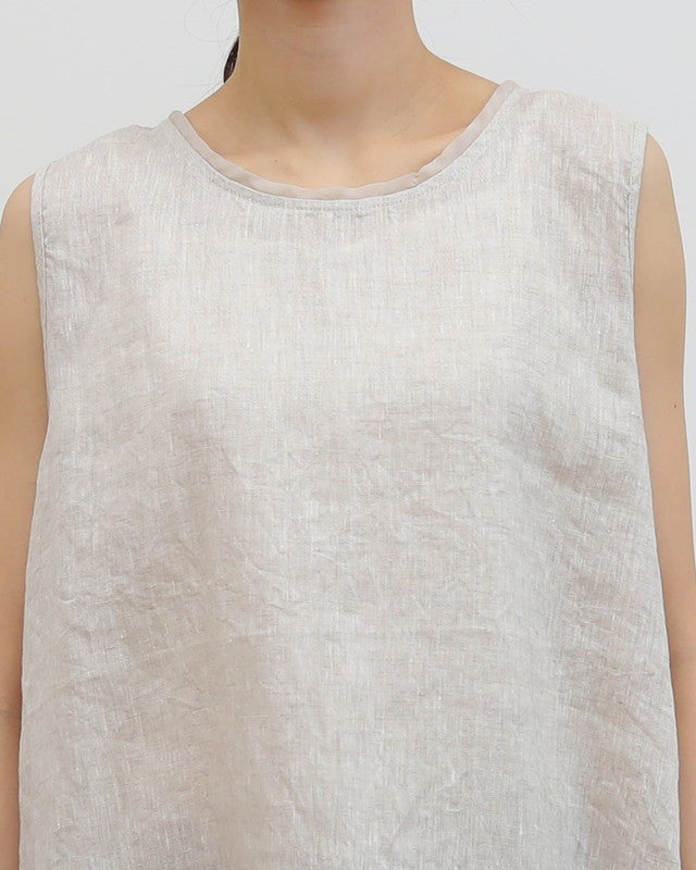 ［UNPLE］リネンノースリブラウス