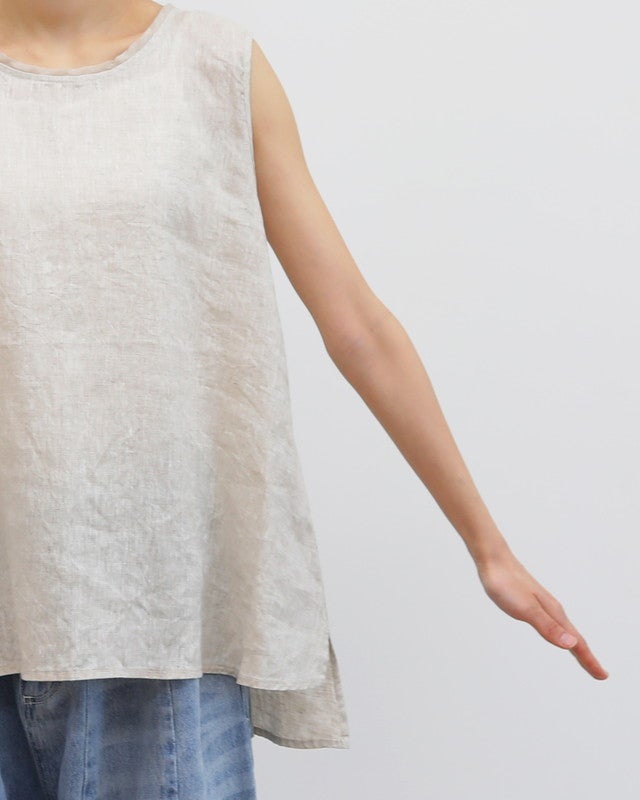 ［UNPLE］リネンノースリブラウス