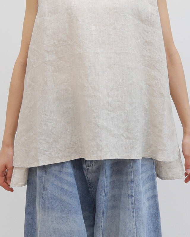 ［UNPLE］リネンノースリブラウス