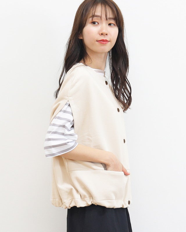 ［UNPLE］裏毛ドロストヘムベスト