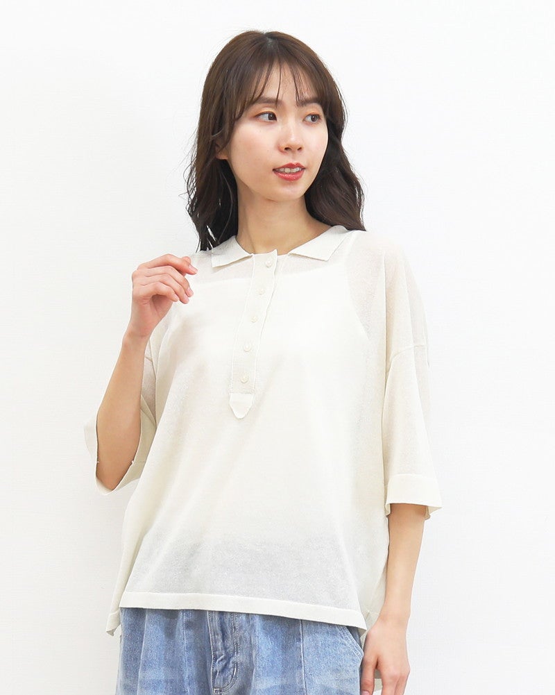 ［UNPLE］ハイツイストヤーンニットポロシャツ