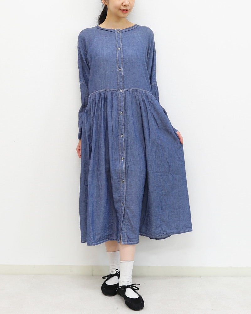 ワンピース indigo UNPLE］インディゴビエラボックスワンピース／アンプル ｜オンセブン