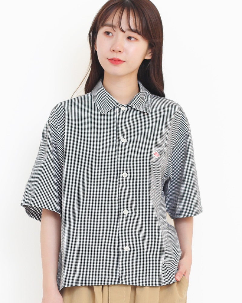 ［DANTON］コットンポプリン半袖チェックシャツ