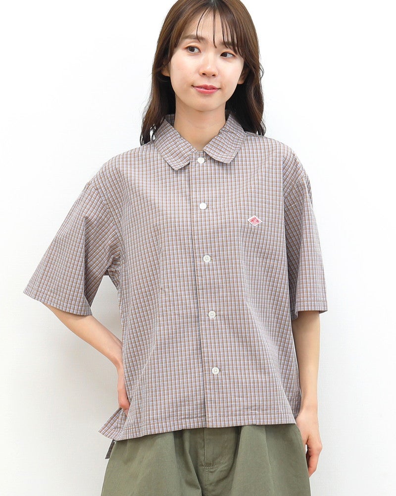 ［DANTON］コットンポプリン半袖チェックシャツ