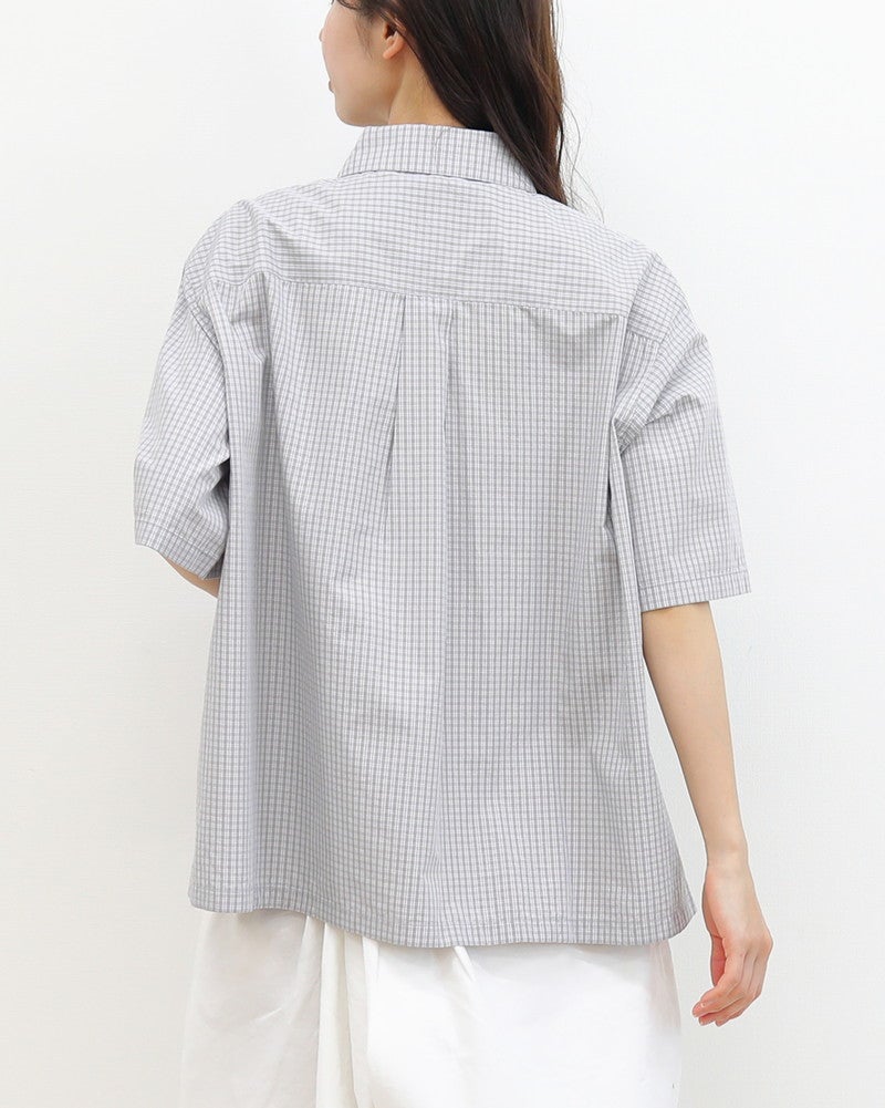 ［DANTON］コットンポプリン半袖チェックシャツ