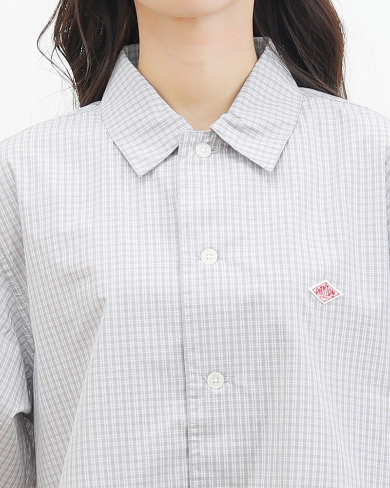 ［DANTON］コットンポプリン半袖チェックシャツ