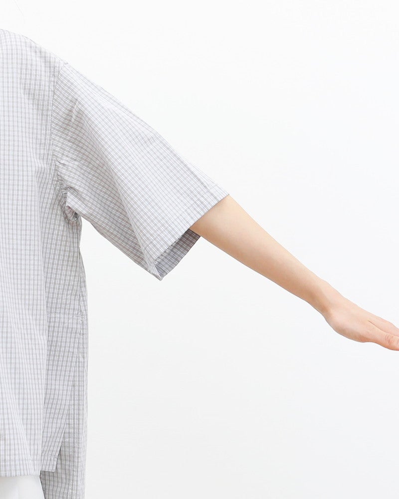 ［DANTON］コットンポプリン半袖チェックシャツ