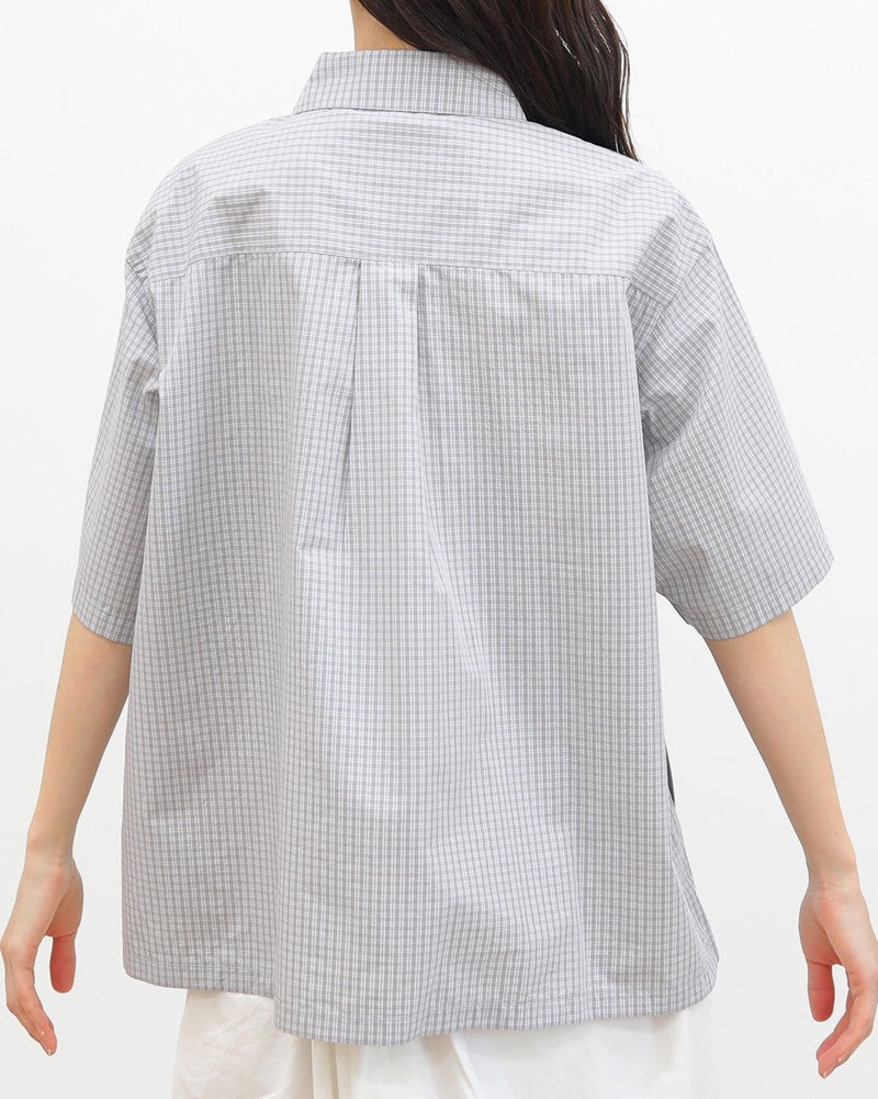 ［DANTON］コットンポプリン半袖チェックシャツ