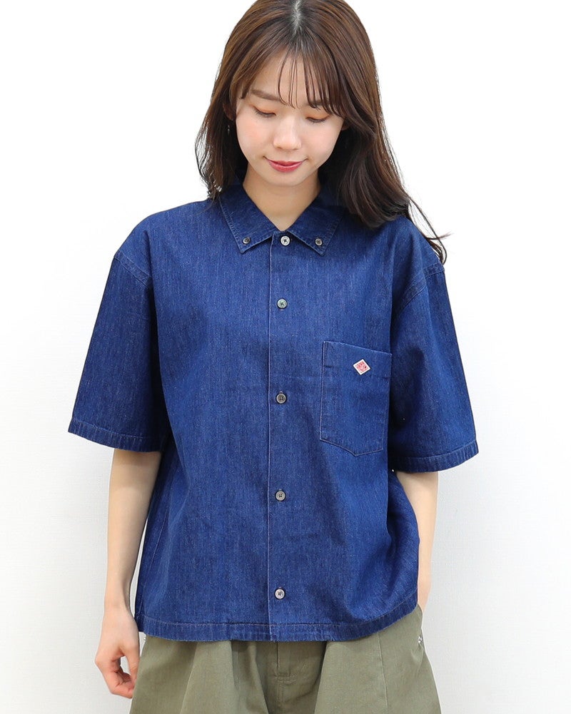 ［DANTON］貝釦デニム半袖シャツ