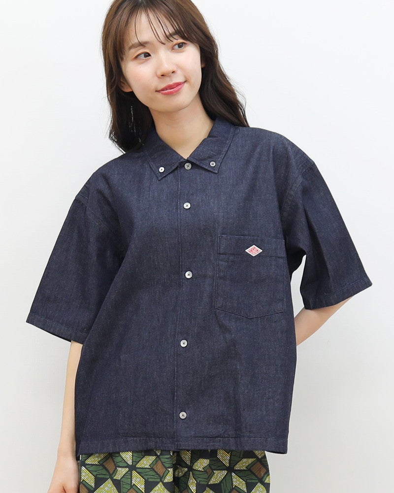 ［DANTON］貝釦デニム半袖シャツ