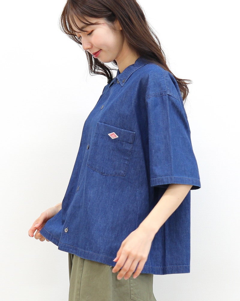 ［DANTON］貝釦デニム半袖シャツ