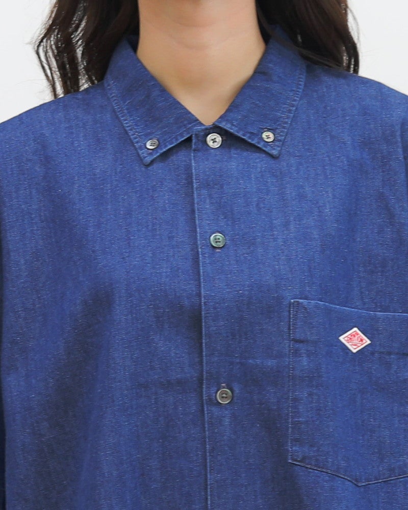 ［DANTON］貝釦デニム半袖シャツ