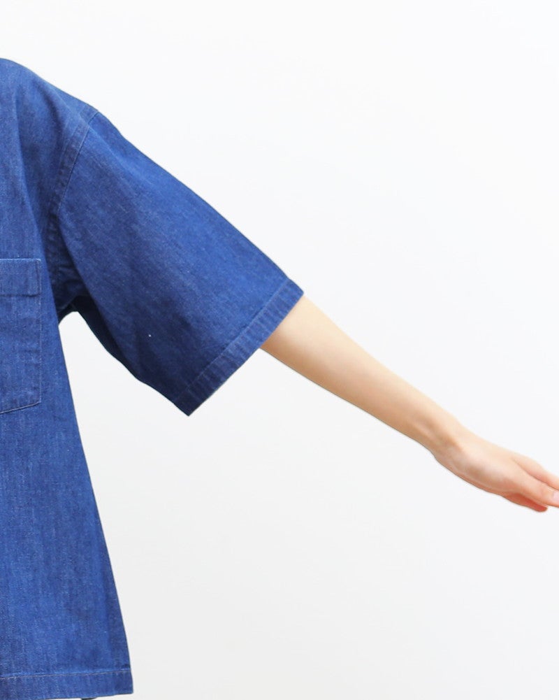 ［DANTON］貝釦デニム半袖シャツ