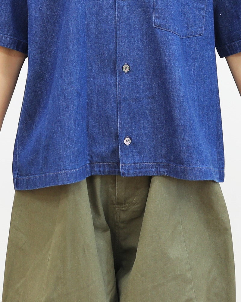 ［DANTON］貝釦デニム半袖シャツ