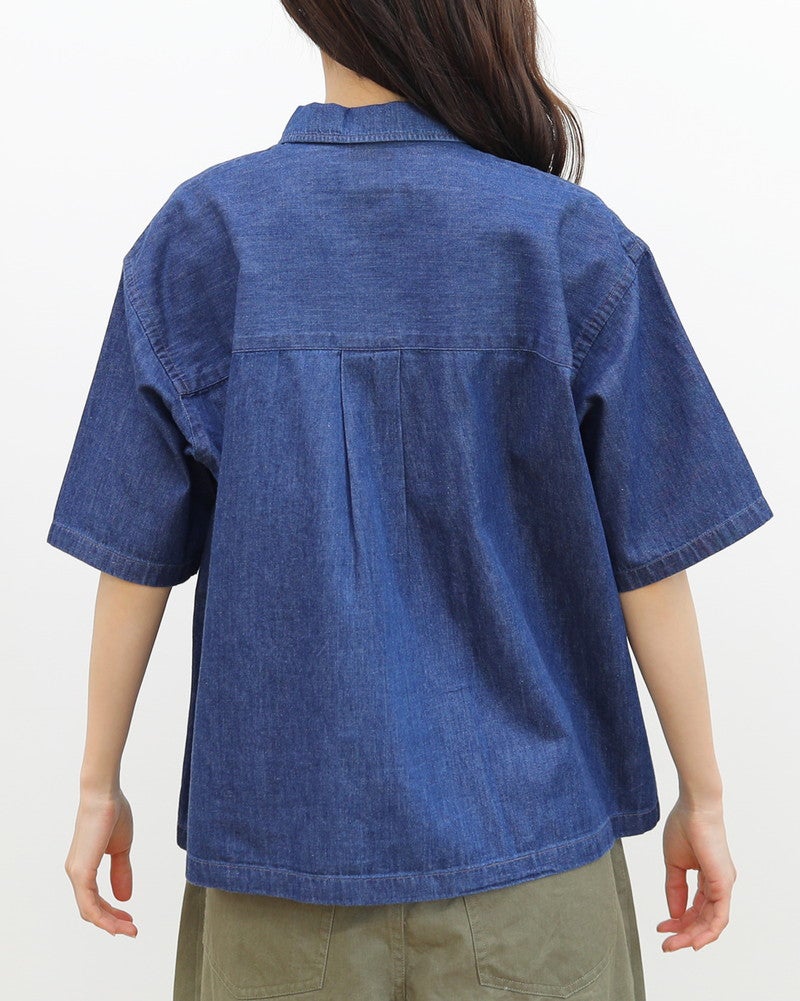 ［DANTON］貝釦デニム半袖シャツ