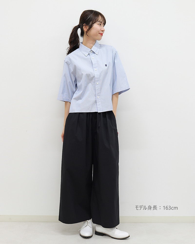 ［GYMPHLEX］ショート丈ストライプ半袖シャツ