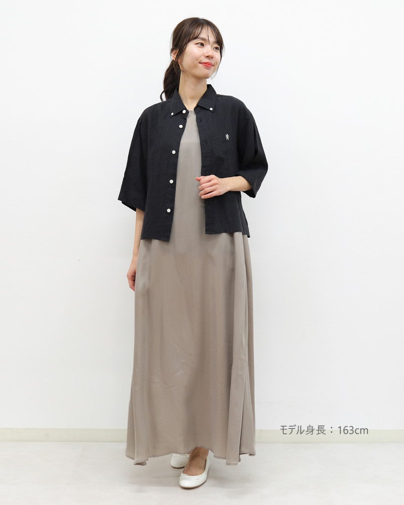 ［GYMPHLEX］ショート丈リネン半袖シャツ