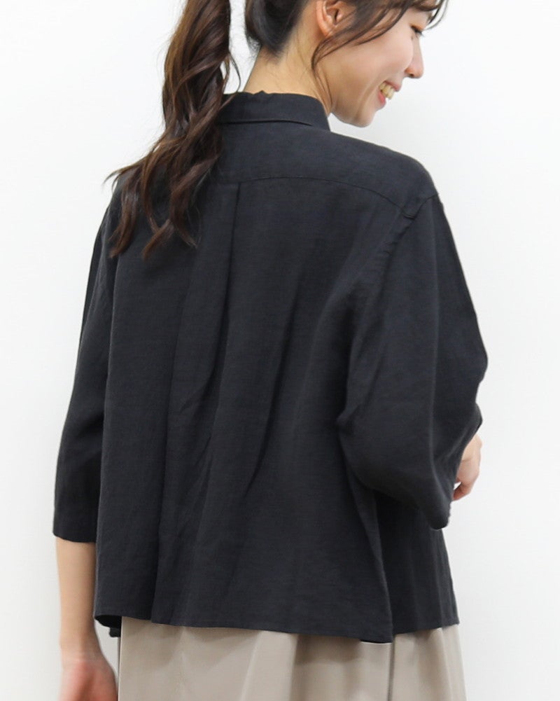 ［GYMPHLEX］ショート丈リネン半袖シャツ