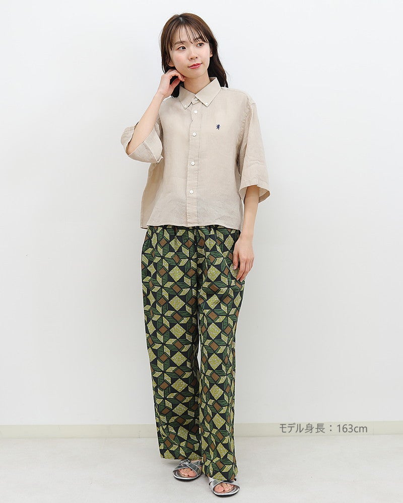 ［GYMPHLEX］ショート丈リネン半袖シャツ